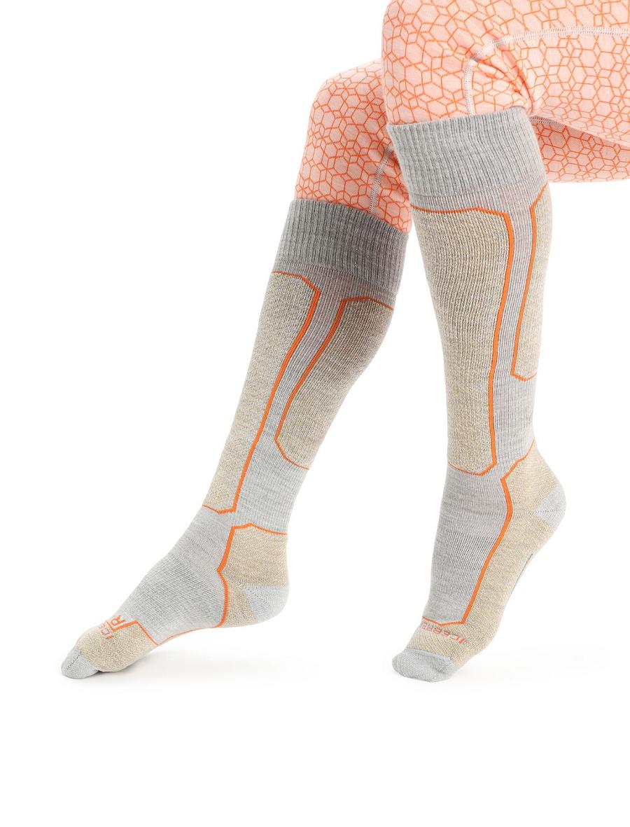 Chaussettes Icebreaker Merino Ski+ Light Over the Calf Femme Blanche | FR 1437OKIR